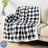 PAVILIA Black and White Buffalo Plaid Sherpa Throw Blanket for Couch Twin, Soft Fuzzy Flannel Blanket for Bed, Plush Checkered Fleece Blanket and Throws, Warm Thick Winter Blanket Gift, 60x80