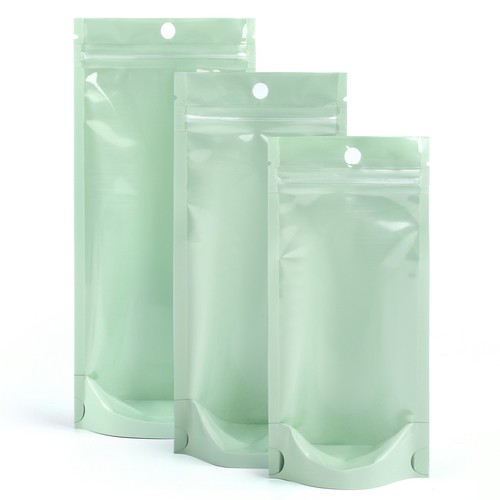 Clear Green Stand Up Resealable Stand Up Plastic Food Packaging Bags Pouches