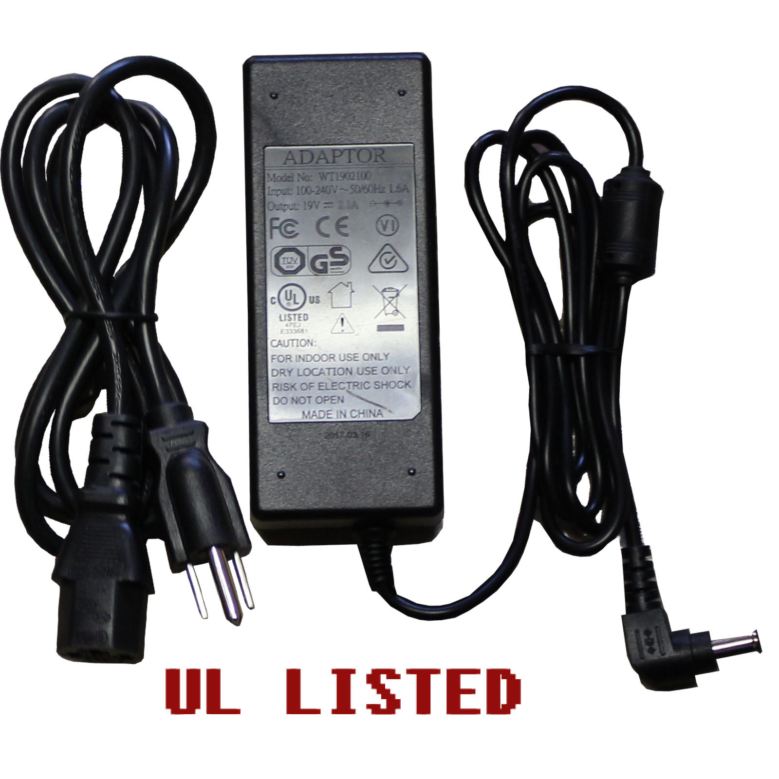 UL- Power Adapter Supply fr 19V LG 19'' 20'' 22'' 23'' 24'' 27'' LED LCD Monitor