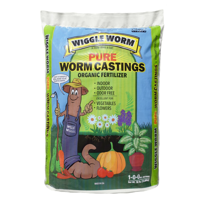 Wiggle Worm Worm Castings Organic Fertilizer, Soil Builder, 30-lbs