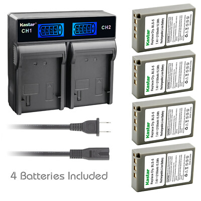 Kastar Battery LCD Rapid Charger for Olympus BLS-5 & Olympus E-PM2 EPM2 Camera