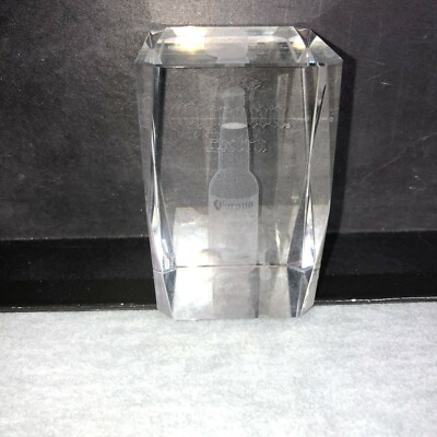 Corona Extra Beer 3D Laser Art Etched Crystal Glass Cube Paperweight