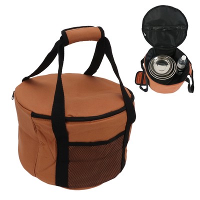 Large Capacity Camping Tableware Storage Bag Soft Lining Waterproof For Outdoor