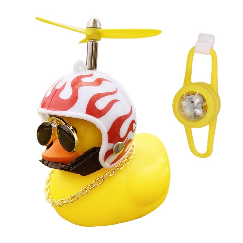 Rubber Yellow Duck Car Ornaments Helmet Duck Shape Bike Handlebar Bell w/ Light