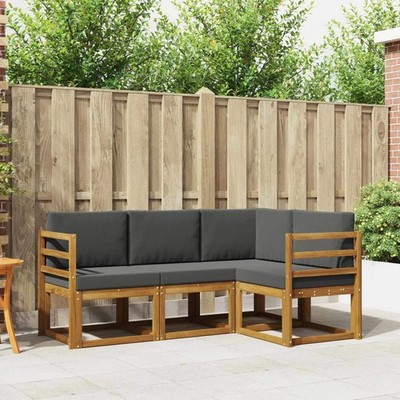 Outdoor Sofa Set with Cushion 4 pcs Natural and Anthracite