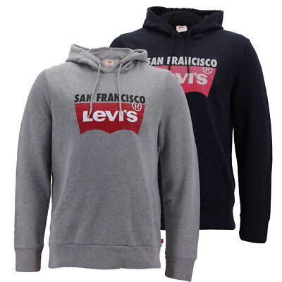 

Мужской пуловер Levis с капюшоном и рисунком логотипа San Francisco, хлопковый свитер с красной биркой San Francisco