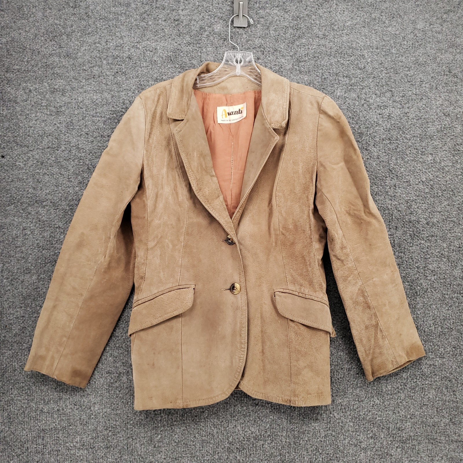 VINTAGE Avanti Blazer Womens Small Brown Two Button Sport Coat Suede Jacket USA