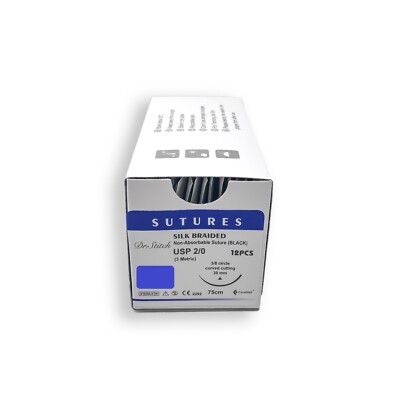 Silk Braided Training Stitch Sutures , Pack of 12, Sterile, Ready Pack