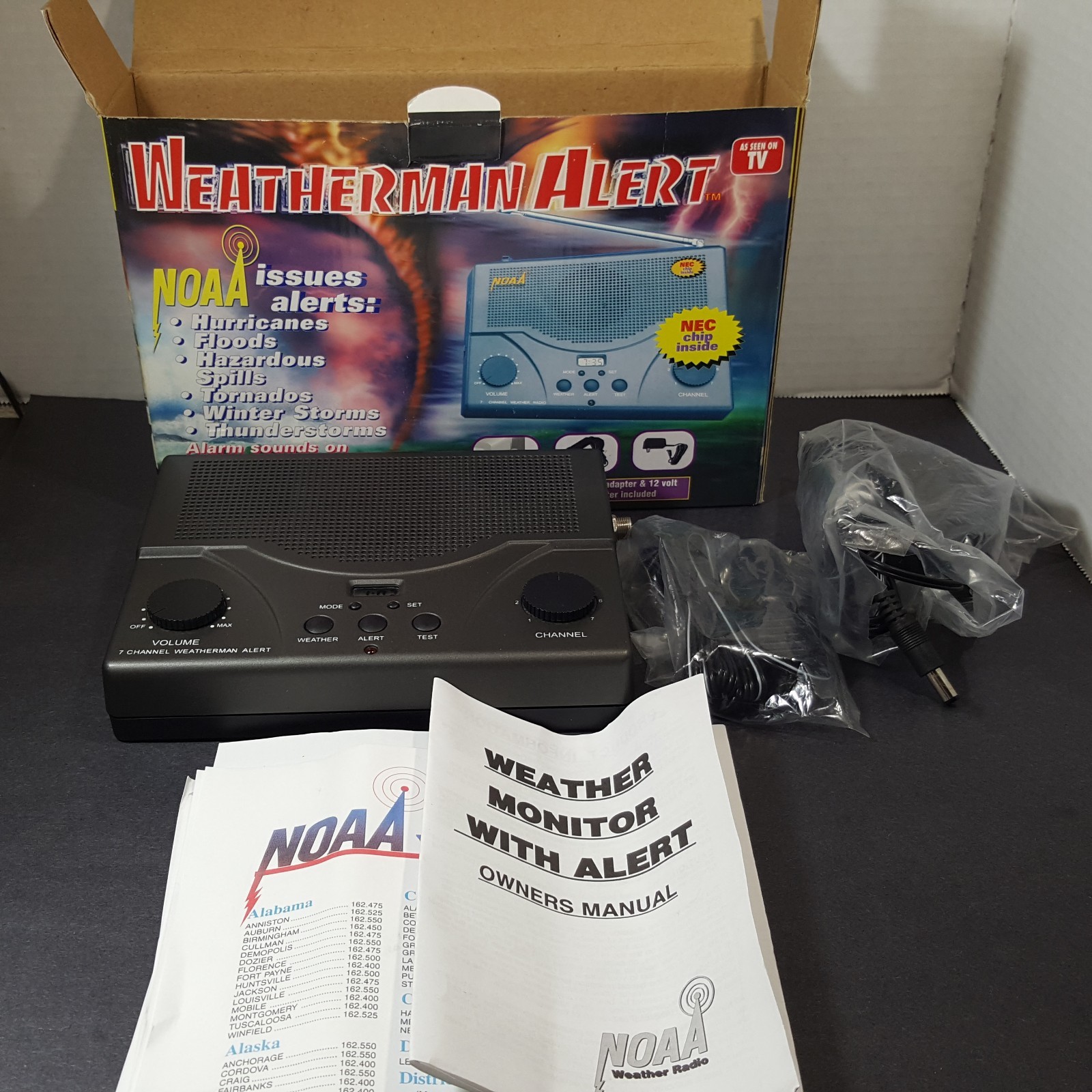 NOAA Weatherman Alert Weather Radio Car Adapter Tabletop Weather Monitor Storms