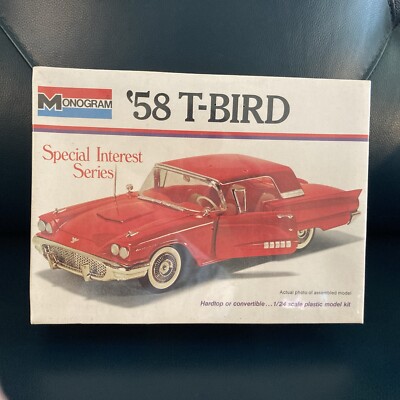 New Sealed Vintage 1958 T-Bird Hardtop/ Convertible Monogram Model Kit 7550 1/24