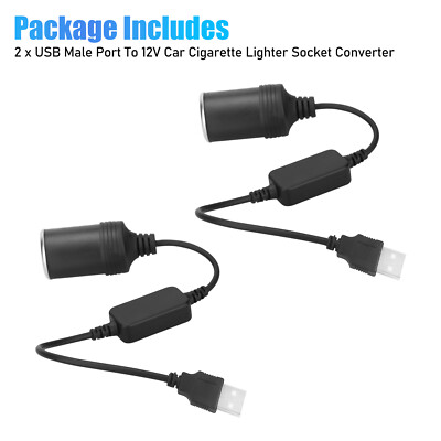 Car Cigarette Lighter Socket Female Converter USB To 12V Adapter Cable Cord lot