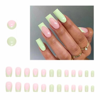 Acrylic Nail Practice Hand Nail Tips Pure Desire Style Wearing Green False Nails