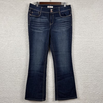 l.e.i. Jeans Juniors 15 Indigo Denim Sophia Hipster Flare Y2K Dark Wash Stretch