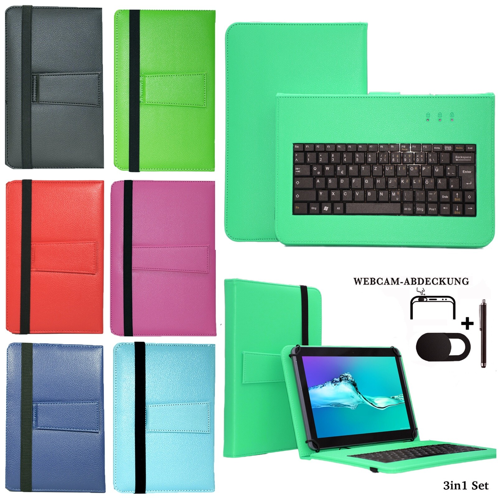 Tablet Hülle + USB Tastatur Tasche Acer Iconia A3-A40-N2RZ Schutzhülle 10.1' v2