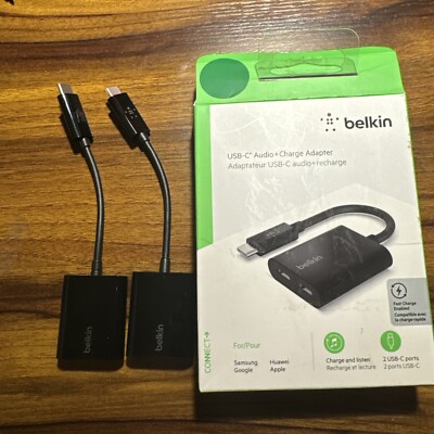 Belkin USB-C Audio + Charge Splitter Adapter - TWO PACK!!! Open Box