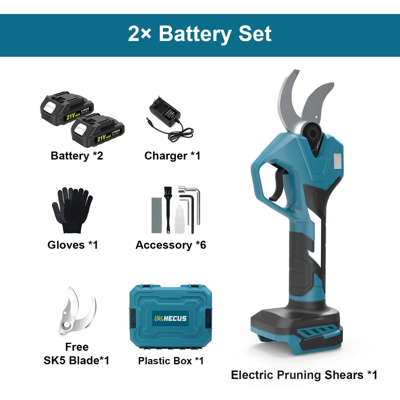 40mm Brushless Electric Pruner Shear 2Gear Cordless Fruit Tree Bonsai Pruning El
