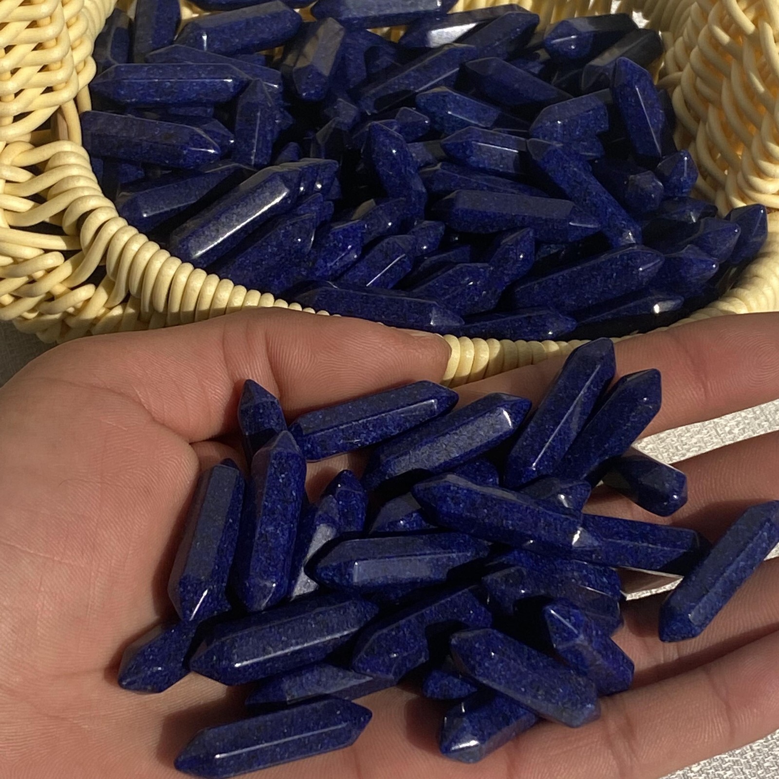 10pc Natural Lapis lazuli Obelisk Quartz Crystal Wand Double Point reiki Healing