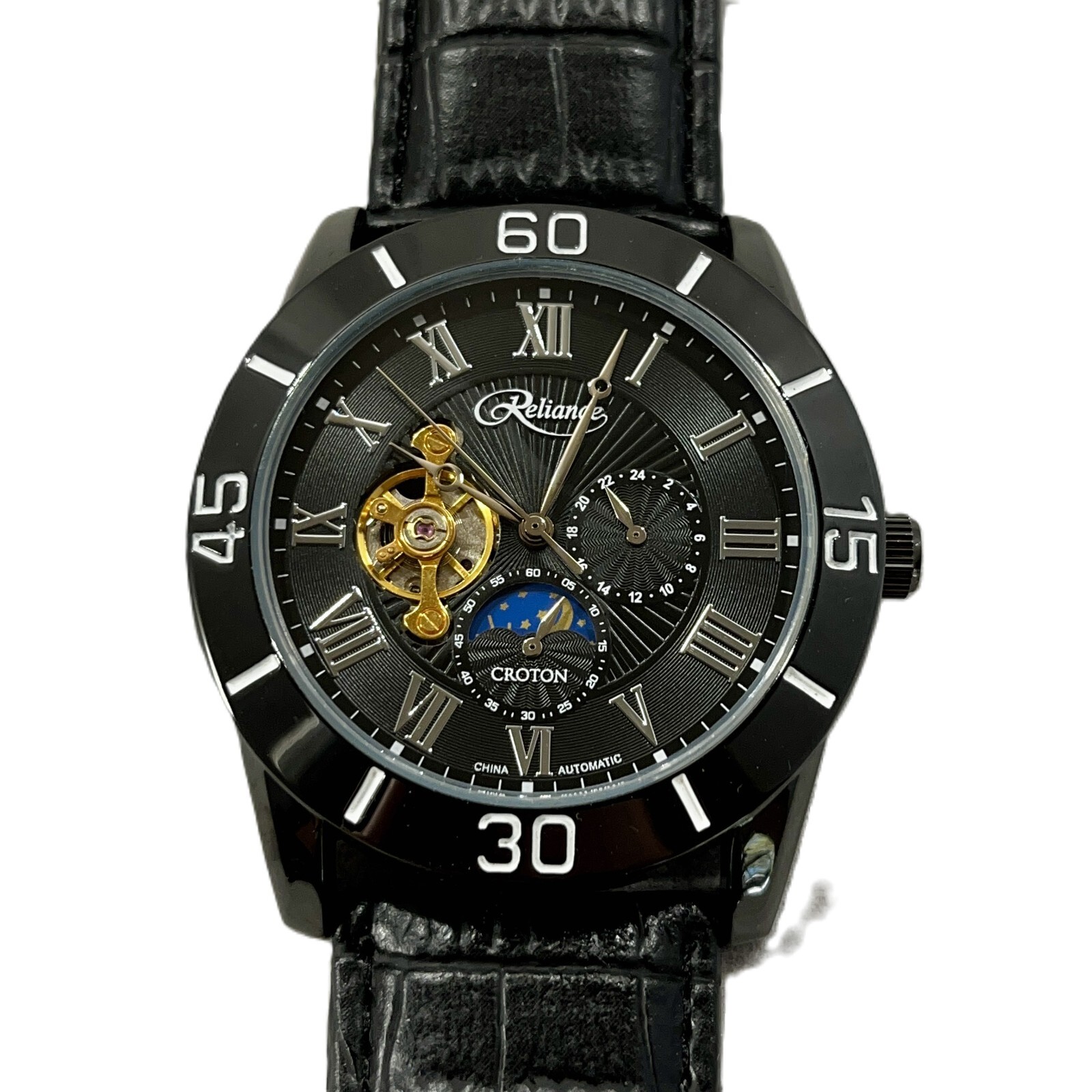 Pre-owned Croton Men's Watch Reliance Automatic Timepiece 306080 Black