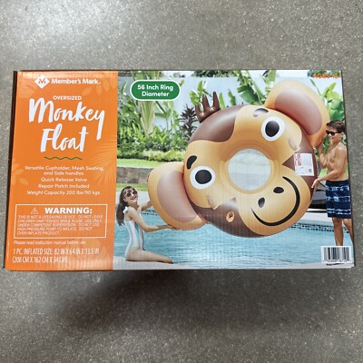 Members Mark Oversized Inflatable Pool Float, Monkey-New