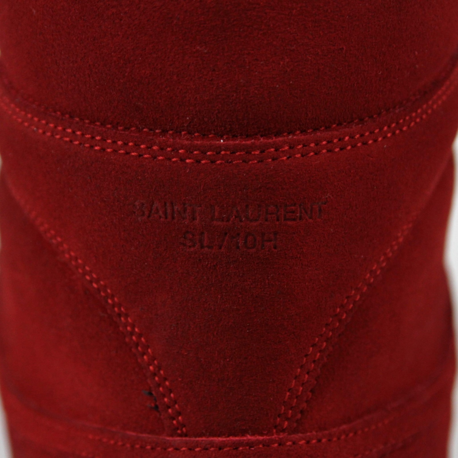 Pre-owned Saint Laurent Men's Red Suede Hi Top Sneakers It 49 / Us 16 418026 6422