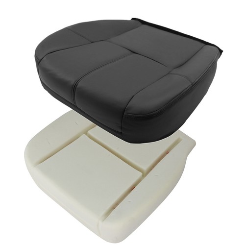 For 2007-14 Chevy Silverado Driver Bottom Leather Seat Cover+Foam Cushion Black