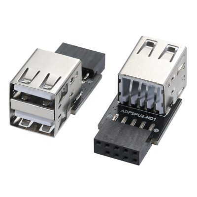 Mzhou 9pin Usb 2.0 Female Pin Dual 2 Port Usb Motherboard Header Adapter