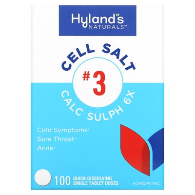 Cell Salt #3, Calc Sulph 6X, 100 быстрорастворимых отдельных таблеток