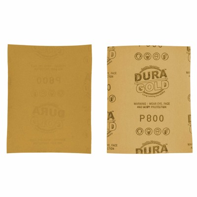 Dura-Gold 800 Grit Gold - 1/4 Sheet Plain Backing Sandpaper 5.5" x 4.5" - 400pk
