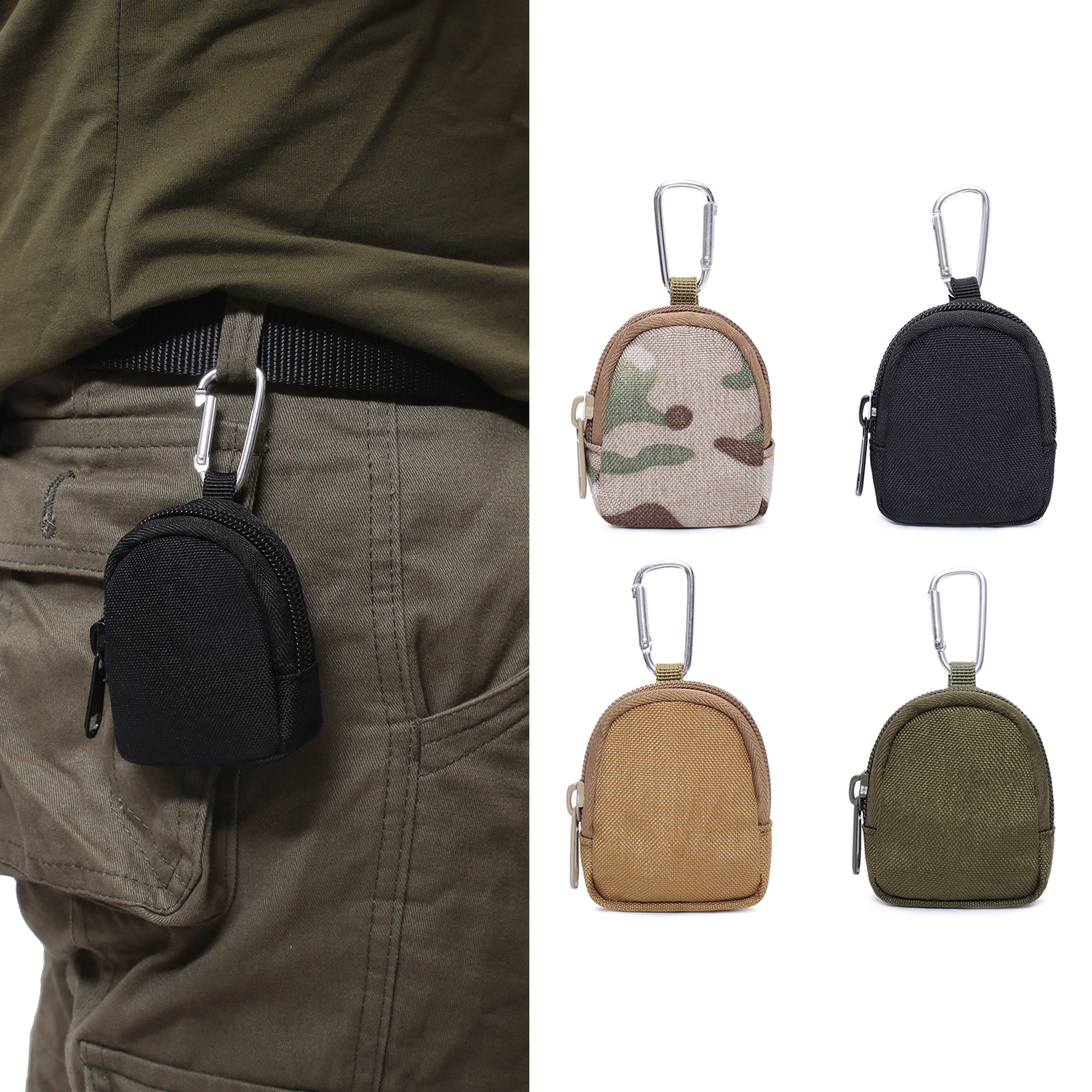 Tactics Mini Pouch Earphone Holder Coin Wallet Purses Keychain Pocket Belt Bag