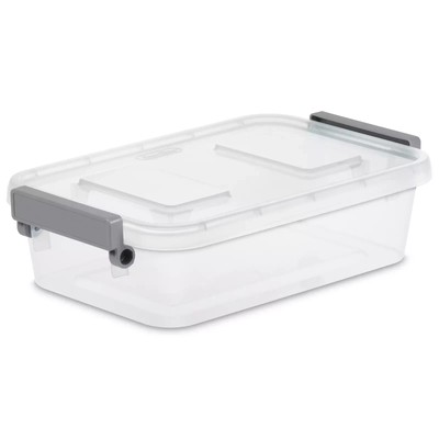 Plastic Modular Latch Box With Lid Small Storage Container Stackable Bin 2.7 Qt