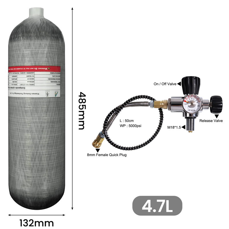 TUXING 4500Psi 4.7L Carbon Fiber Cylinder Charging Fill Station Regulator Valve