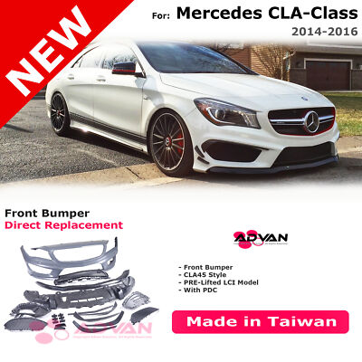 CLA45 Style Bumper Conversion For Mercedes Benz C117 2014-2016 CLA w/Canard Lip