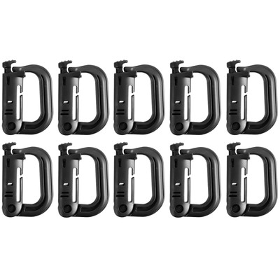 10x D-Ring Locking Gear Clip Hydration Tube Clip Web Joint Buckle for Molle Bag