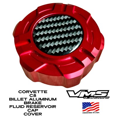 ENGINE BRAKE FLUID RESERVOIR CAP COVER FOR 20-25 CORVETTE C8 CARBON FIBER RED