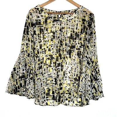 Cato Shirt Women s XL Geometric Sheer Round Neck Blouse Top