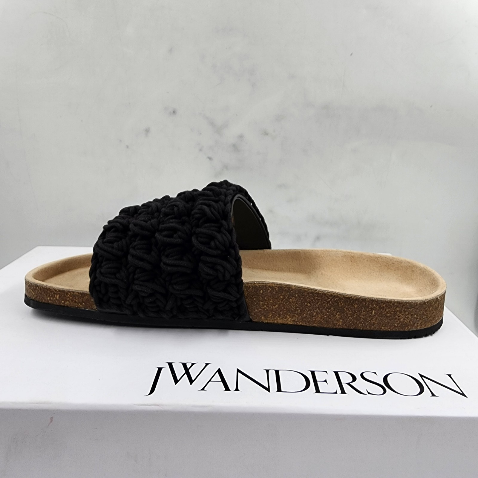 JW Anderson Popcorn Crochet Slip On Slide Sandals Men's 42/8.5US Black Open Toe - Picture 14 of 19