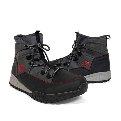 Sz 9.5 Mens Lace Up Rubber Neoprene Gray Black High Top
