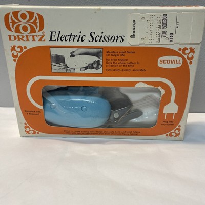 Vintage Dritz Scovill Electric Scissors No. 716 Lt.  Blue Original Box Preowned
