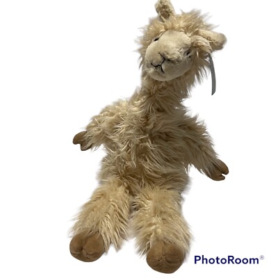 Luis Llama Stiff Neck Beige Alpaca Fluffy Tan Plush Stuffed Soft Toy 18'' NEW