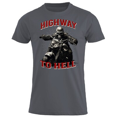Skeleton Biker Funny Motorcycle t-shirt Highway To Hell Skull Motorbike Bike Tee