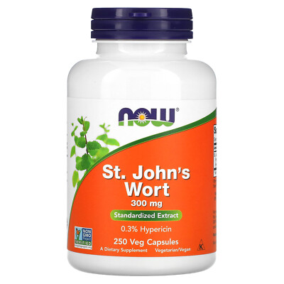 Now Foods St John s Wort 300 мг 250 вегетарианских капсул с гарантированным качеством GMP, веганский,