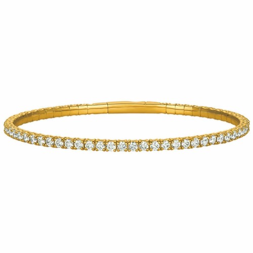 Pre-owned Morris 3.00 Carat Natural Diamond Flexible Bracelet Si 14k Yellow Gold 7''