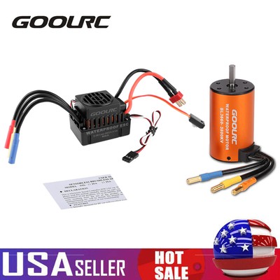 GoolRC Upgrade Waterproof 3660 3800KV Brushless Motor w/ 60A ESC Combo Set T4I8
