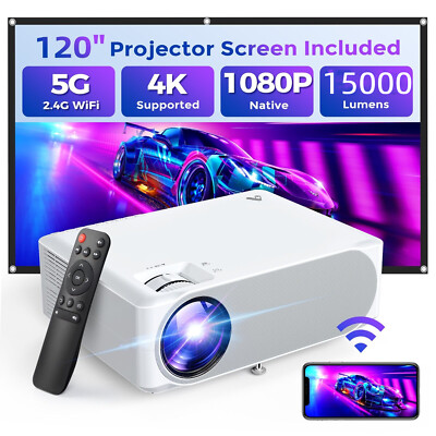 Portable 4K Mini Movie Projector 1080P 5G WiFi Video Home Theater 400'' Display