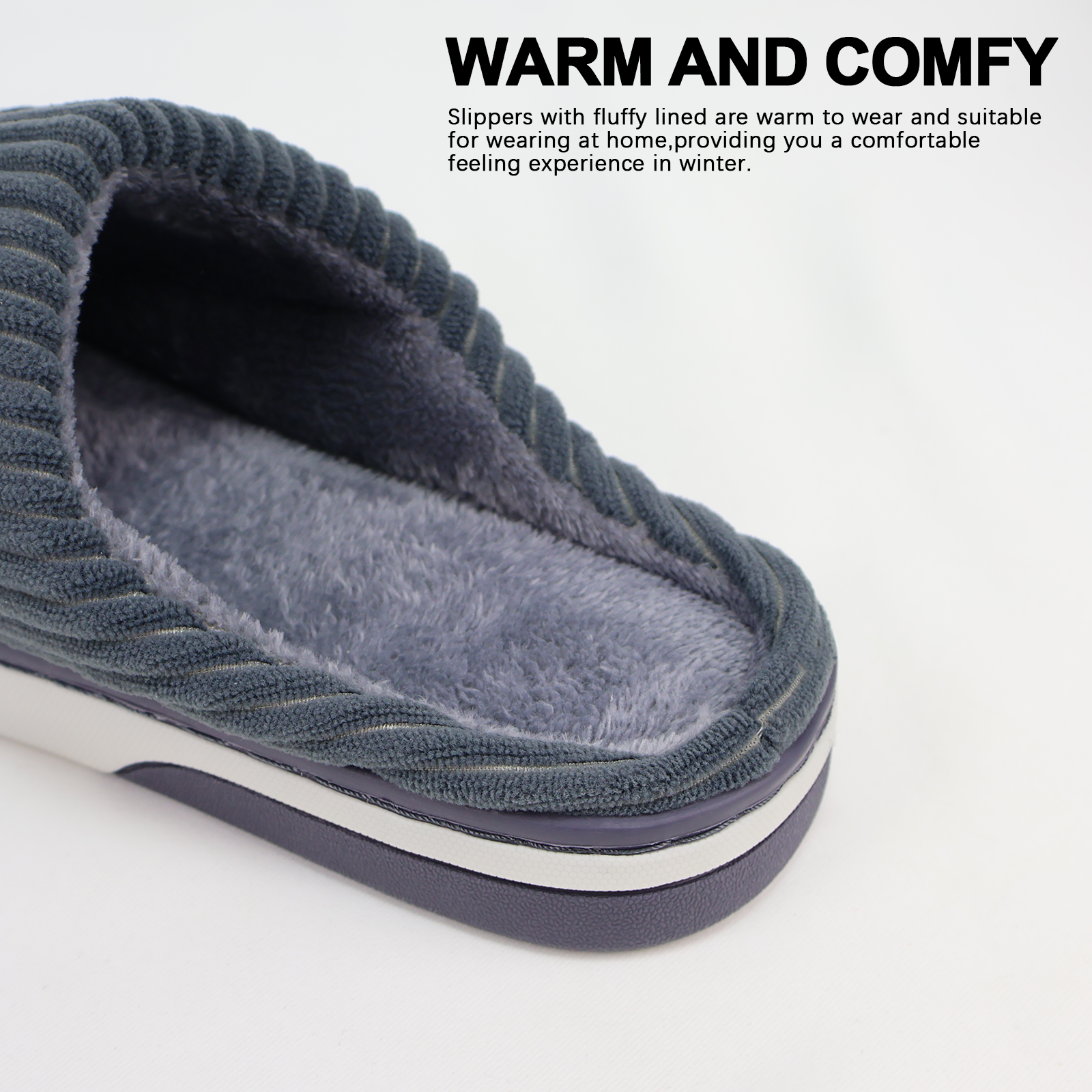 Women Mens House Slippers Indoor Shoes Casual Snow Soft Non-Slip Edge Home Shoes