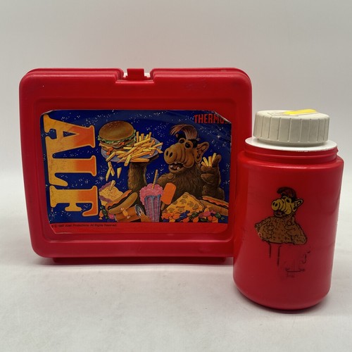 Vintage 1987 ALF Lunchbox Red Plastic W/ Thermos No Cup Lid