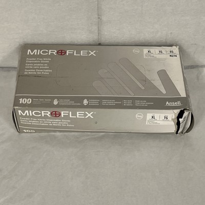 Ansell #N274 Microflex Nitrile Disposable Gloves, XL - box of 100