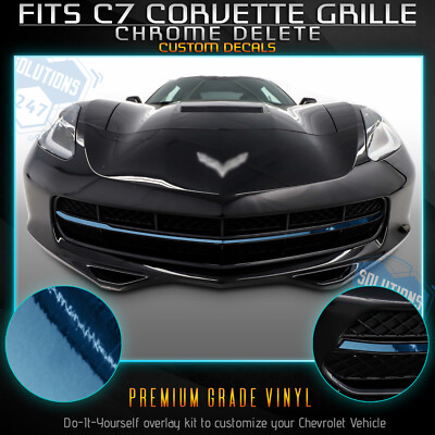 For 2014-2019 Corvette C7 Front Grille Chrome Overlay Precut - Chrome Mirror
