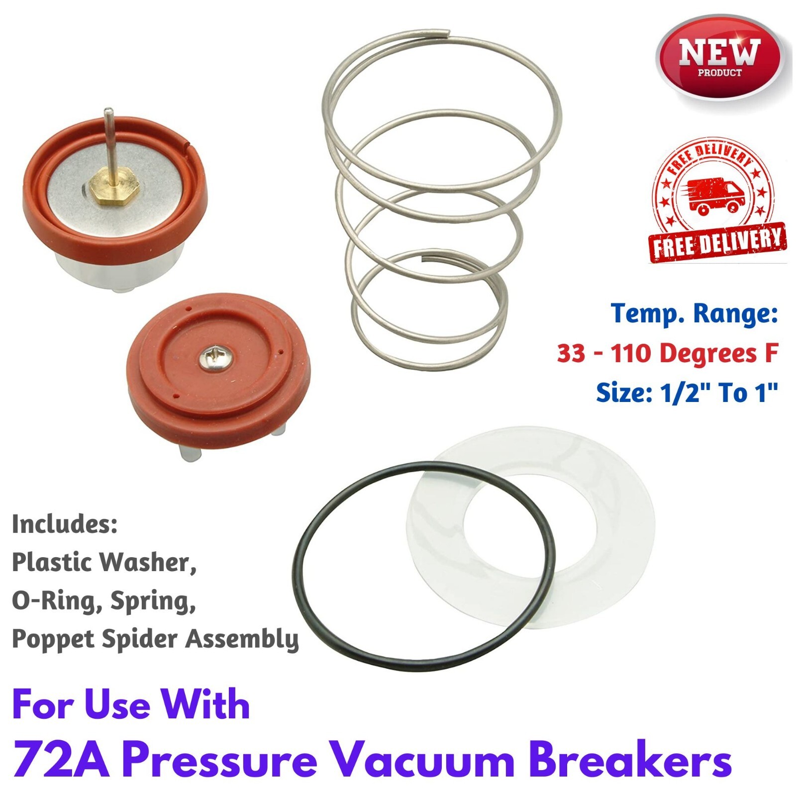 Pressure Vacuum Breaker Repair Kit Replaces 1/2” 3/4”
