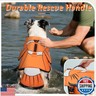DENTRUN Dog Life Jacket for Large Dogs, Ripstop Adjustable Swim Vest with Rescue Handle, High Visibility Safety Flotation Jacket for Swimming, Boating, Beach, Pool, and Water Activities